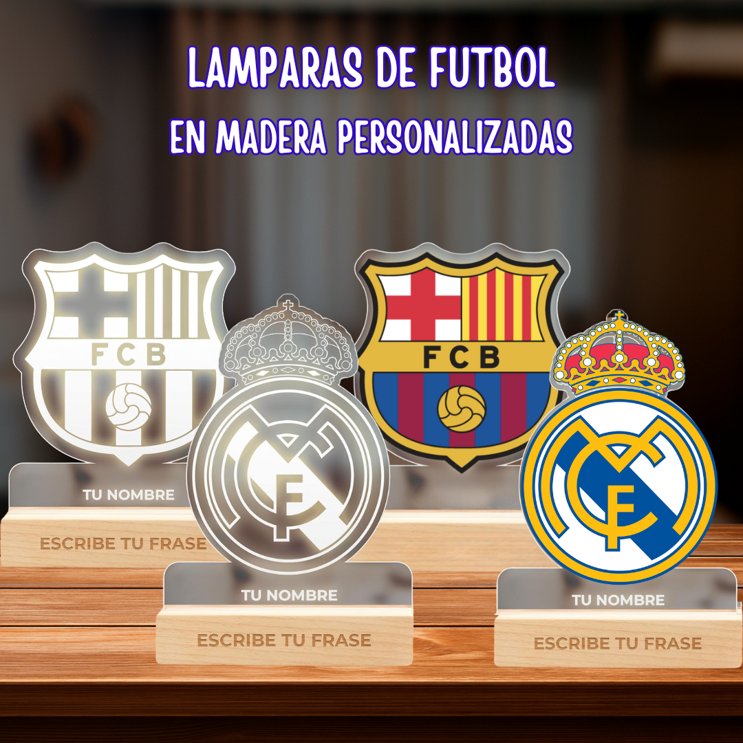 Lampara Futbol Personalizada en Madera